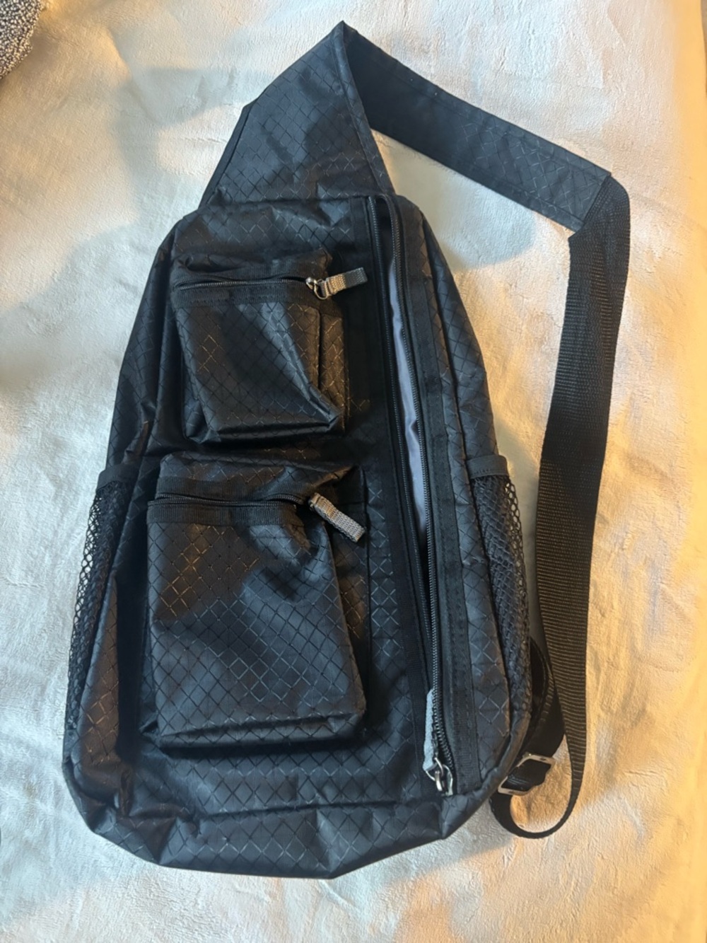 Black Sling Crossbody Bag- Multi-Pocket Everyday Carry